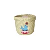 Rice Basket, Small Round Raffia Storage Basket, Natural - Circus