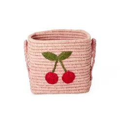 Rice Basket, Square, Small - Pink Big Cherry