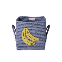 Rice Basket with Banana Motif, Blue