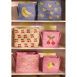 Rice Basket with Banana Motif, Blue