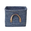 Rice Basket with Leather Handle – Blue