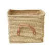 Rice Basket with Leather Handle, Natural