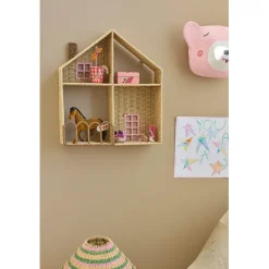 Rice House Shelf, Væghylde inddelt i 4 rum - Pink