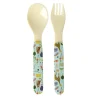 Rice Melamine Baby Spoon and Fork Set, Mint - Fun Fair Print