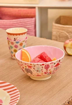 Rice Melamine Bowl, Medium, Pink - Fun Fair Print