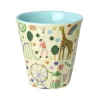 Rice Melamine Children's Cup, Medium – Fun Fair Print, Mint