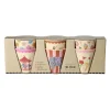 Rice Melamine Cups, Fun Fair Print, Set of 6, Small - Pink