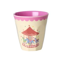 Rice Melamine Cups, Fun Fair Print, Set of 6, Small - Pink