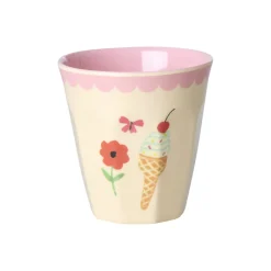 Rice Melamine Cups, Fun Fair Print, Set of 6, Small - Pink