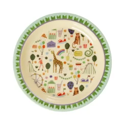 Rice Melamine Lunch Plate, Fun Fair Print - Mint