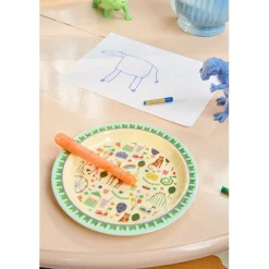 Rice Melamine Lunch Plate, Fun Fair Print - Mint