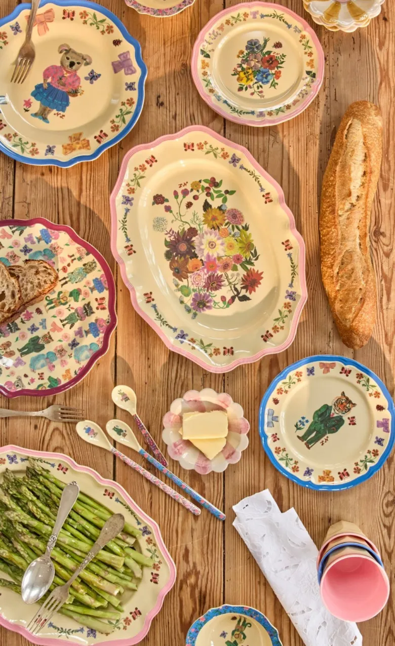 Rice Melamine, Vintage Side Plate in Bordeaux - Nathalie Lété Print