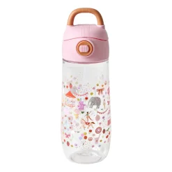 Rice Plastic Drinking Bottle, Fun Fair Pink