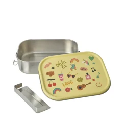 Rice Stainless Steel Lunchbox with Removable Divider, Large – Soft Yellow Unicorn Love Print