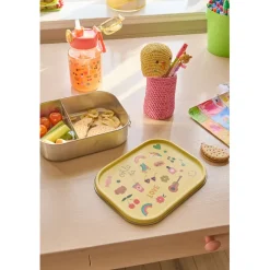 Rice Stainless Steel Lunchbox with Removable Divider, Large – Soft Yellow Unicorn Love Print