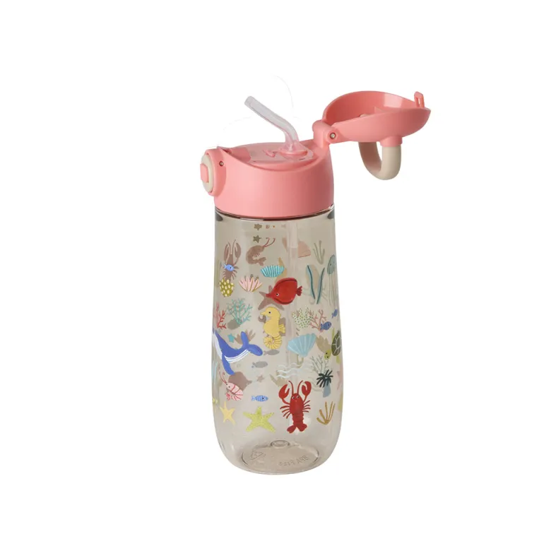 Rice Water Bottle in Tritan, 550 ml - Coral Ocean Print