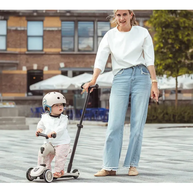 Scoot and Ride, Highway Kick 1, Push & Go Scooter with Push Bar - Ash