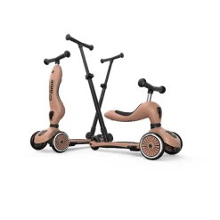 Scoot and Ride, Highway Kick 1, Push & Go Scooter with Push Bar - Mocha