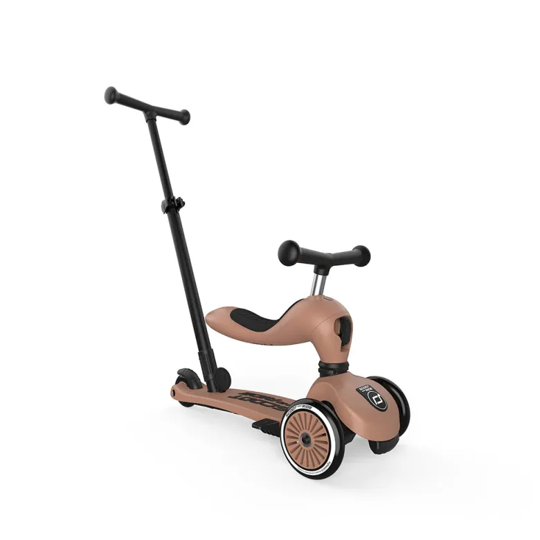 Scoot and Ride, Highway Kick 1, Push & Go Scooter with Push Bar - Mocha
