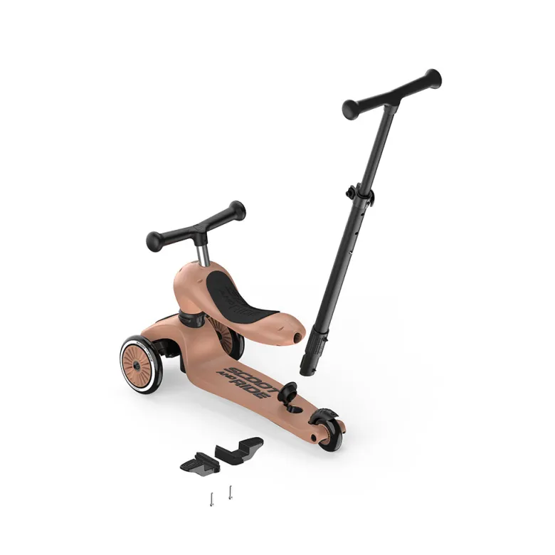 Scoot and Ride, Highway Kick 1, Push & Go Scooter with Push Bar - Mocha