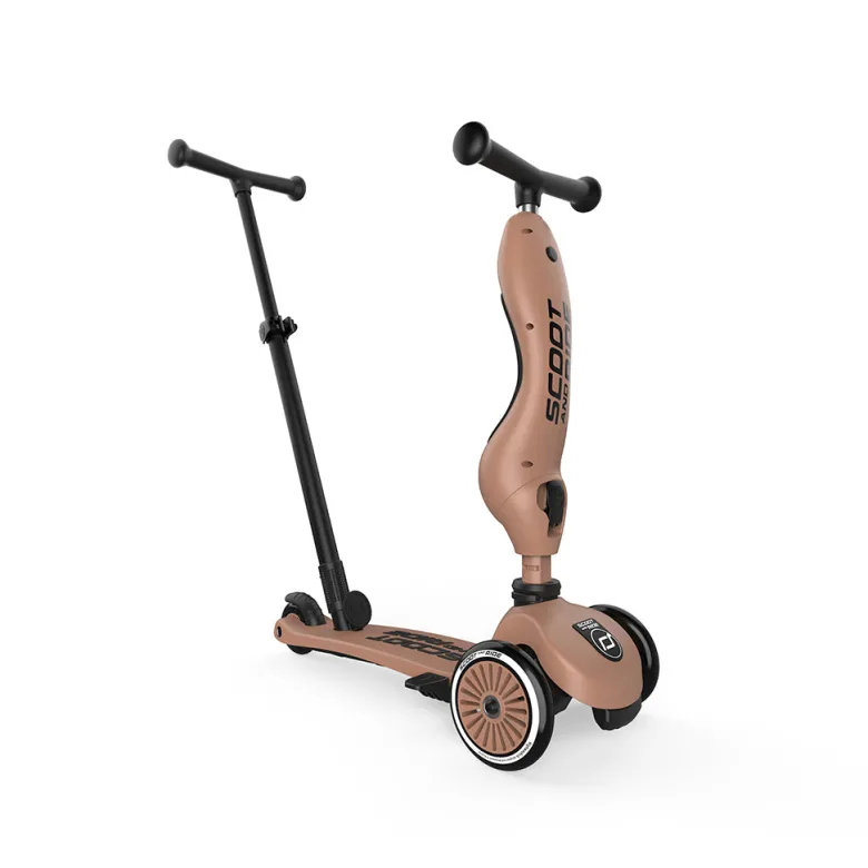 Scoot and Ride, Highway Kick 1, Push & Go Scooter with Push Bar - Mocha