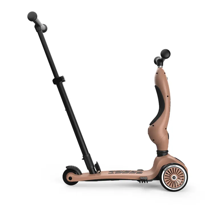 Scoot and Ride, Highway Kick 1, Push & Go Scooter with Push Bar - Mocha