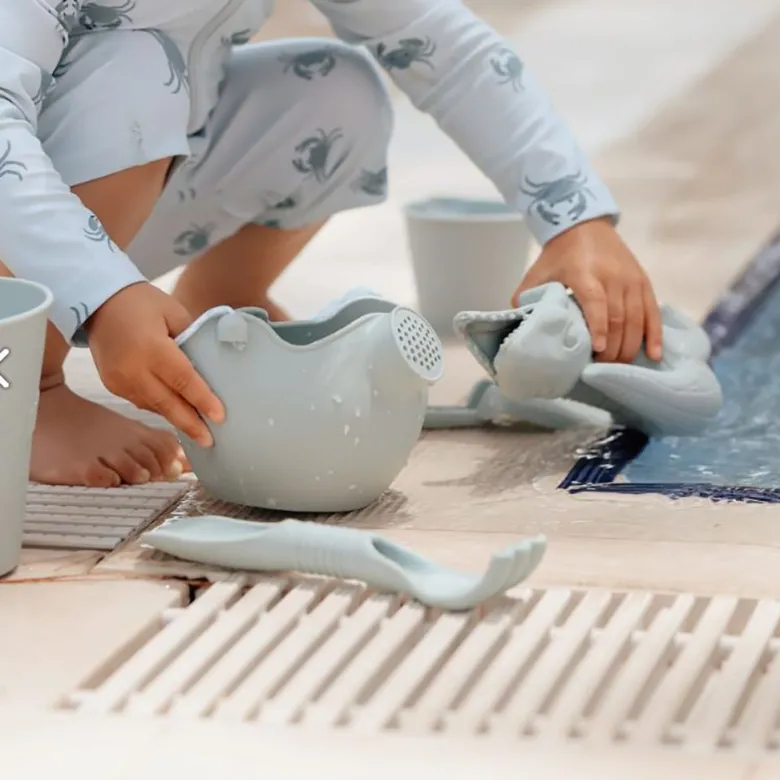 Scrunch Sand Toy, Shovel and Rake Combo - Double-Digger - Light Blue