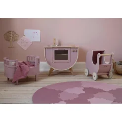 Sebra dukkevogn i træ, Blossom pink