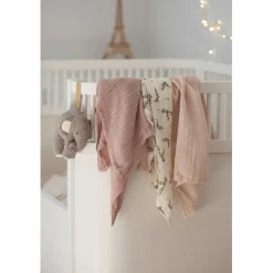 Sebra Muslin Cloths, Set of 3 - Powder Blossom, Rose