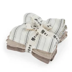 Sebra Muslin Cloths, Set of 3 - Cream Stripe, Beige