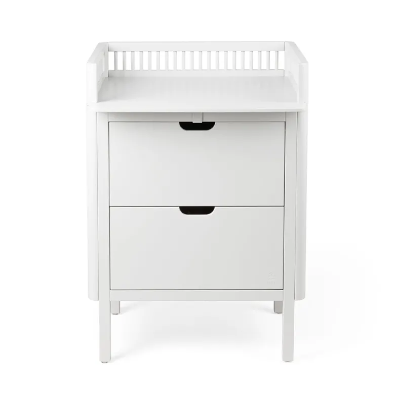 Sebra puslebord i træ, 2-i-1 design m. skuffer - Classic white