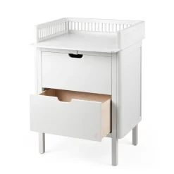Sebra puslebord i træ, 2-i-1 design m. skuffer - Classic white