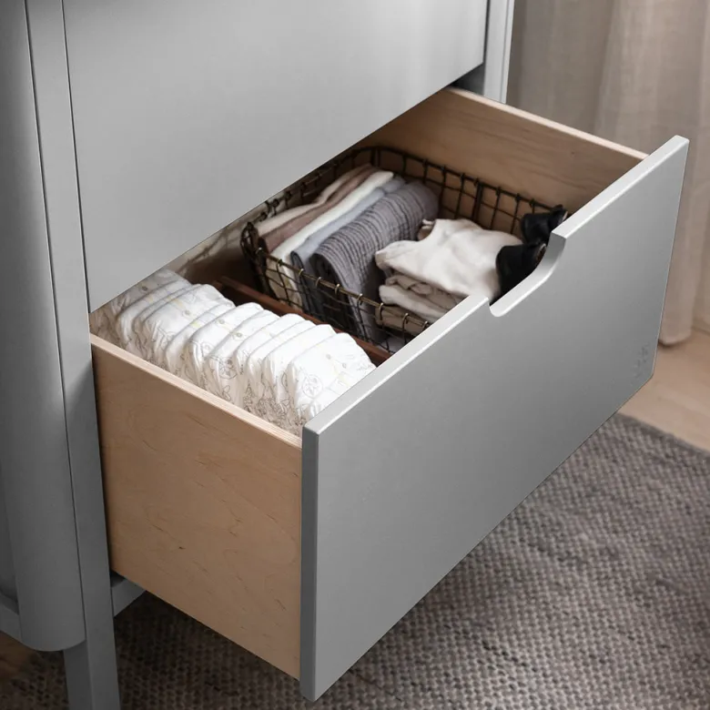 Sebra puslebord i træ, 2-i-1 design m. skuffer - Stone