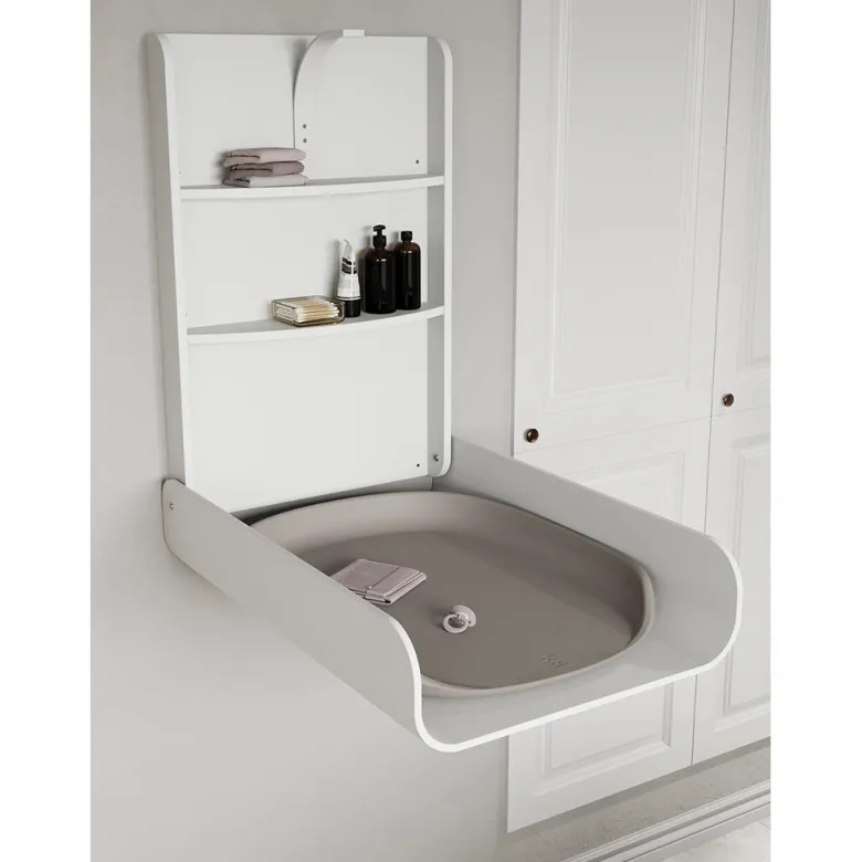 Sebra Væghængt puslebord i træ, Classic white