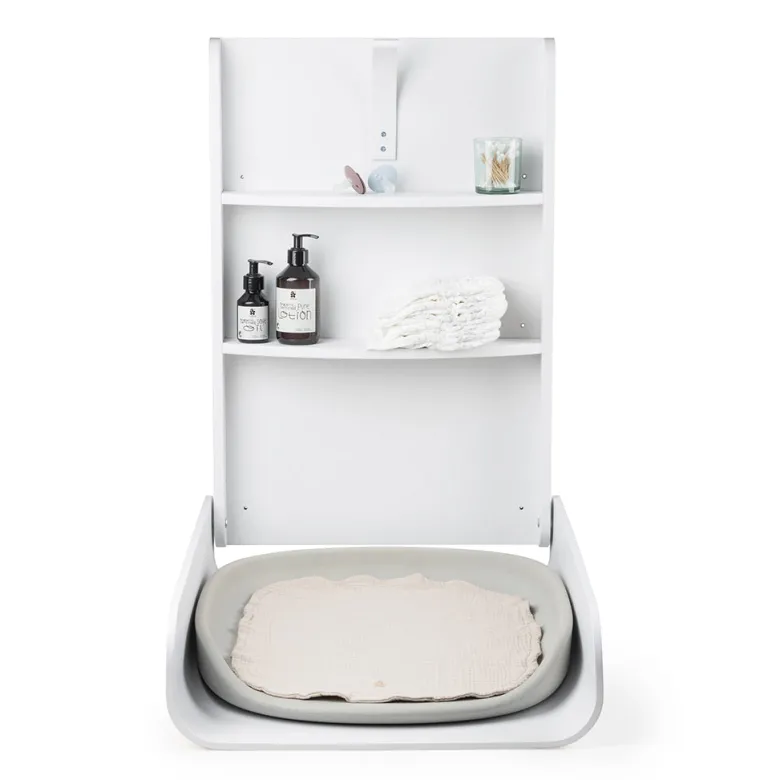 Sebra Væghængt puslebord i træ, Classic white