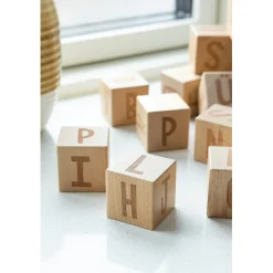 Sebra Wooden Blocks, Set of 12 - Alphabet Blocks