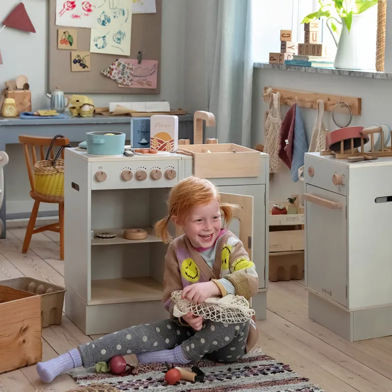 Sebra Wooden Play Kitchen, Beige,