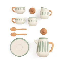 Sebra Wooden Tea Set in Classic White/Sage