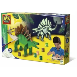 SES Creative, Wooden Construction Set, Glow-in-the-Dark Dinosaur