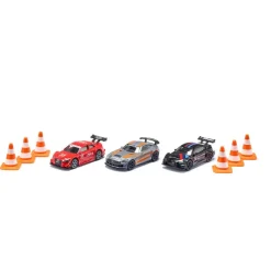 Siku Toy Cars Gift Set with 3 Race Cars and Cones
