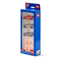 Siku Toy Cars Gift Set with 3 Race Cars and Cones