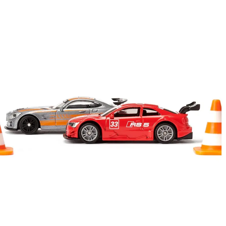 Siku Toy Cars Gift Set with 3 Race Cars and Cones