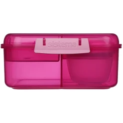 Sistema Bento Cube Lunch Box with 5 Compartments and a Container, 1.25L – Pink