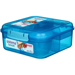 Sistema Bento Cube Lunch Box with 5 Compartments and Container, 1.25L - Blue