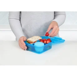 Sistema Bento Cube Lunch Box with 5 Compartments and Container, 1.25L - Blue