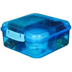 Sistema Bento Cube Lunch Box with 5 Compartments and Container, 1.25L - Blue