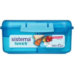 Sistema Bento Cube Lunch Box with 5 Compartments and Container, 1.25L - Blue