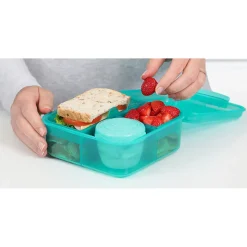 Sistema Bento Cube Lunchbox with 5 Compartments and One Container, 1.25L - Teal