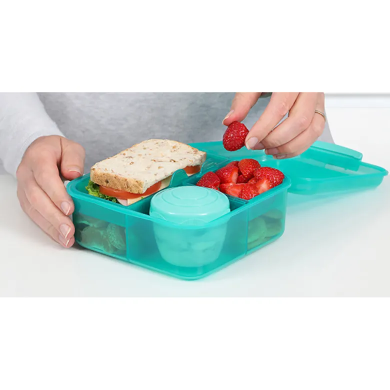 Sistema Bento Cube Lunchbox with 5 Compartments and One Container, 1.25L - Teal