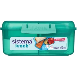 Sistema Bento Cube Lunchbox with 5 Compartments and One Container, 1.25L - Teal
